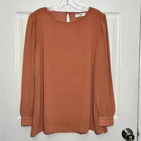 NWOT ZENANA Burnt Orange Peekaboo Sleeve Top | size XL - Picture 1 of 10